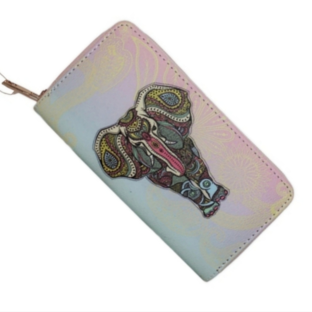 Women's Elephant Print Patent Wallet